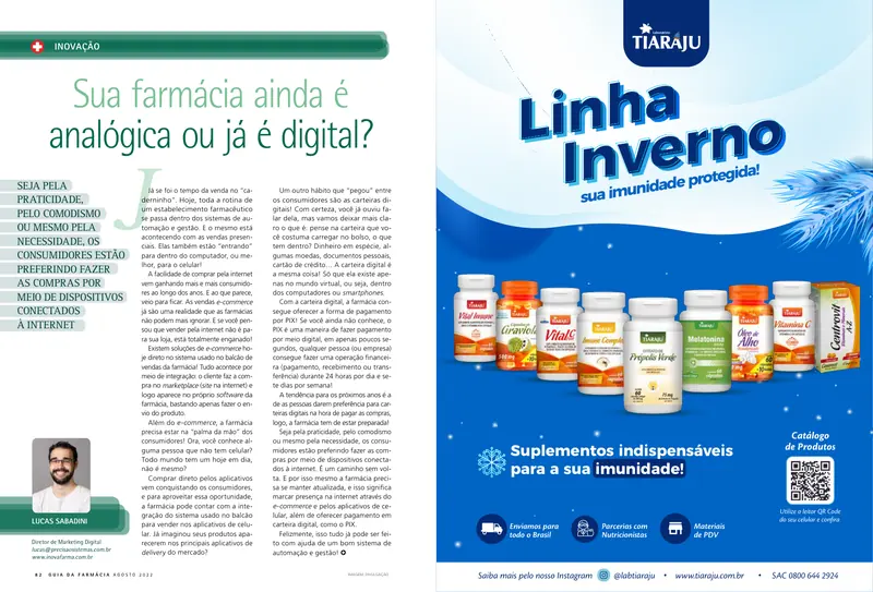 Página da revista Guia da Farmácia com o artigo de Lucas Sabadini sobre carteiras digitais